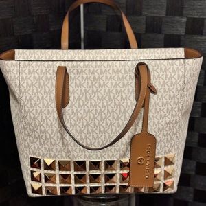 Michael Khors gold studded tote.